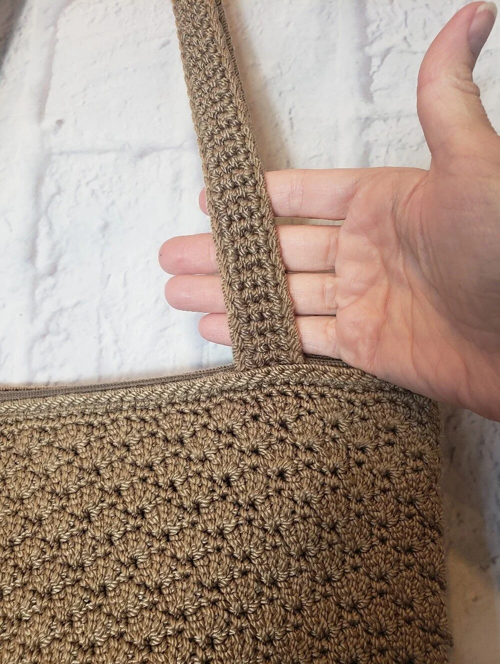 THE SAK Tan Crochet Hobo Shoulder Bag